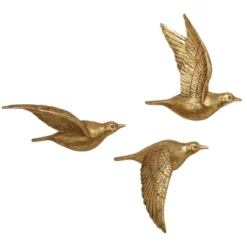 Resin Bird Metallic 3D Sculpted Wall Decor Set Of 3 Gold - Olivia & May -Home Decor Shop GUEST 21e66d91 574e 4393 b01a b4054cdd4659