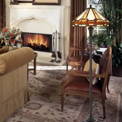 59.25" Resin Transitional Floor Lamp With Tiffany Glass Shade - Cal Lighting 1 59.25" Resin Transitional Floor Lamp With Tiffany Glass Shade - Cal Lighting