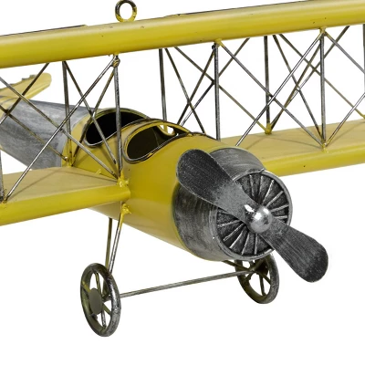 Metal Airplane Wall Decor With Chain Hanger Yellow - Olivia & May 3 Metal Airplane Wall Decor With Chain Hanger Yellow - Olivia & May - Image 3