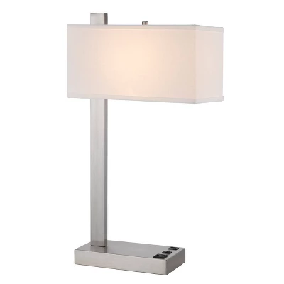 Contemporary Metal Desk Lamp Brushed Steel With USB Port - Cal Lighting 2 Contemporary Metal Desk Lamp Brushed Steel With USB Port - Cal Lighting - Image 2