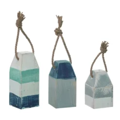 Transpac Wood 7 In. Buoy Block Decor Set Of 3