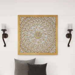 Wood Floral Handmade Intricately Carved Wall Decor With Mandala Design Light Brown - Olivia & May 29 Wood Floral Handmade Intricately Carved Wall Decor With Mandala Design Light Brown - Olivia & May -Home Decor Shop GUEST 27091e7b 714b 4597 8c41 b150973383f9