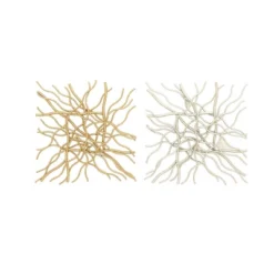 Set Of 2 Metal Geometric Branch Inspired Wall Decors Gold/Silver - Olivia & May