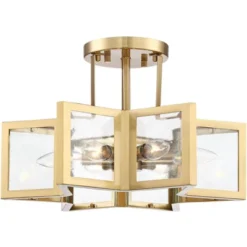 Possini Euro Design Casa Star Modern Ceiling Light Semi Flush Mount Fixture 16" Wide Warm Brass 6-Light Clear Glass For Bedroom Kitchen Living Room -Home Decor Shop GUEST 281e3c51 0dfc 428b bd45 c1cd5c0bcf24