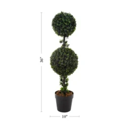 Nature Spring Home Decor Double Ball Artificial Podocarpus Topiary In Sturdy Pot - 36-in