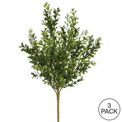 Vickerman 18" Artificial Green Boxwood Bush, Pack Of 3 2 Vickerman 18" Artificial Green Boxwood Bush, Pack Of 3 - Image 2