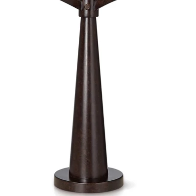Franklin Iron Works Tremont Modern Mid Century Table Lamps 31 1/2" Tall Set Of 2 Rich Bronze Iron Burlap Fabric Drum Shade For Bedroom Living Room 4 Franklin Iron Works Tremont Modern Mid Century Table Lamps 31 1/2" Tall Set Of 2 Rich Bronze Iron Burlap Fabric Drum Shade For Bedroom Living Room - Image 4