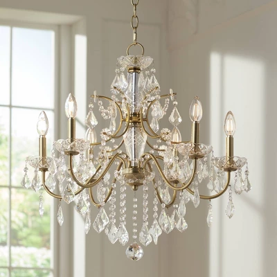 Vienna Full Spectrum DeMallo Gold Chandelier 26" Wide French Scroll Arm Clear Crystal 6-Light Fixture For Dining Room House Foyer Kitchen Island Home 1 Vienna Full Spectrum DeMallo Gold Chandelier 26" Wide French Scroll Arm Clear Crystal 6-Light Fixture For Dining Room House Foyer Kitchen Island Home