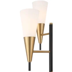 Possini Euro Design Quatro Mid Century Modern Tree Floor Lamp 71" Tall Black Gold Metal 4 Light Frosted Glass Cone Shade For Living Room Bedroom House -Home Decor Shop GUEST 2b74941b 60aa 4a94 b028 4f70395f3b39