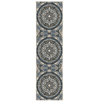 Trinity Bohemian Medallion Patio Area Rug Beige/Blue - Captiv8e Designs 12 Trinity Bohemian Medallion Patio Area Rug Beige/Blue - Captiv8e Designs - Image 12