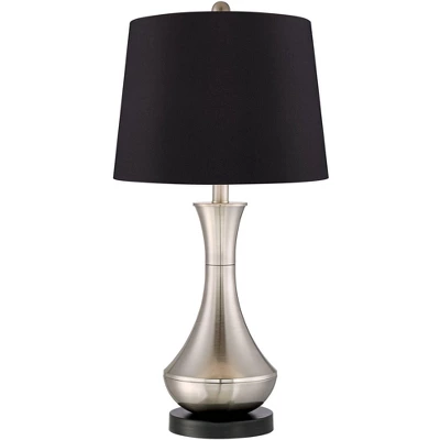 360 Lighting Simon Modern Table Lamps 25 1/2" High Set Of 2 Brushed Nickel With USB Charging Port Black Faux Silk Drum Shade For Bedroom Office Desk 3 360 Lighting Simon Modern Table Lamps 25 1/2" High Set Of 2 Brushed Nickel With USB Charging Port Black Faux Silk Drum Shade For Bedroom Office Desk - Image 3