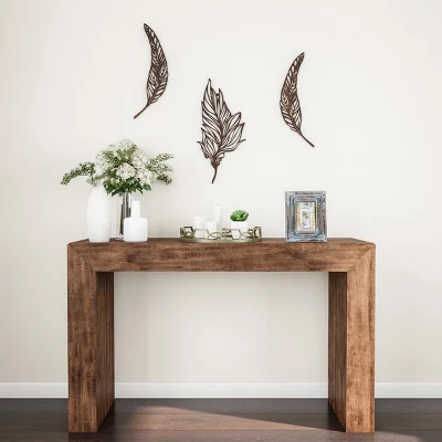 Wall Decor-Set Of Two Metal Feather Hanging Wall Art Laser Cut Contemporary Nature Sculpture For Living Room, Bedroom, Kitchen By Hastings Home 3 Wall Decor-Set Of Two Metal Feather Hanging Wall Art Laser Cut Contemporary Nature Sculpture For Living Room, Bedroom, Kitchen By Hastings Home - Image 3