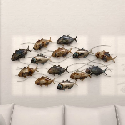 24" X 45" Metal Fish Indoor Outdoor Wall Decor Multi Colored - Olivia & May 14 24" X 45" Metal Fish Indoor Outdoor Wall Decor Multi Colored - Olivia & May - Image 14