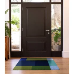 2'x3' Colorstar Tiers Indoor Door Mat Green/Blue - Bungalow Flooring