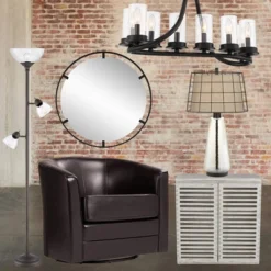 360 Lighting Riley Rustic Farmhouse Torchiere Floor Lamp With Side Lights 72" Tall Painted Bronze Metal Clear Glass Shade For Living Room Reading Home -Home Decor Shop GUEST 32a35e69 68cb 4d1a a2a8 1b68ea347871