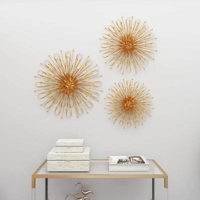 Set Of 3 Metal Starburst Wall Decors With Orb Detailing - Olivia & May 12 Set Of 3 Metal Starburst Wall Decors With Orb Detailing - Olivia & May - Image 12