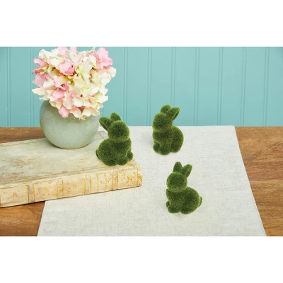 Gallerie II Moss Flocked Easter Bunny Set Of 3 3 Gallerie II Moss Flocked Easter Bunny Set Of 3 - Image 3
