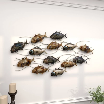 24" X 45" Metal Fish Indoor Outdoor Wall Decor Multi Colored - Olivia & May 5 24" X 45" Metal Fish Indoor Outdoor Wall Decor Multi Colored - Olivia & May - Image 5