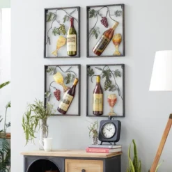 Set Of 4 Metal Wine Wall Decors With Grapes Detailing - Olivia & May -Home Decor Shop GUEST 341a849f 3710 4142 909d 843b909db0c0