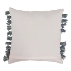 18"x18" Indoor Braid Square Throw Pillow Blue/Ivory - Pillow Perfect