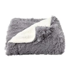Faux Fur Throw Blanket- Luxurious, Soft, Hypoallergenic Long Pile Faux Rabbit Fur Blanket With Faux Shearling Back 60"x70" By Hastings Home (Pewter) -Home Decor Shop GUEST 34af1161 7729 4ddb b15b f0877d4fac07