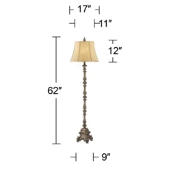Regency Hill Rustic Floor Lamp 62" Tall French Faux Wood Antique Candlestick Beige Silk Bell Shade For Living Room Reading Bedroom Office -Home Decor Shop GUEST 36c4bf58 8104 4d24 b2cf 73cb74992387