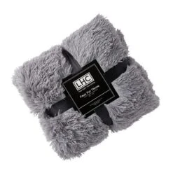 Faux Fur Throw Blanket- Luxurious, Soft, Hypoallergenic Long Pile Faux Rabbit Fur Blanket With Faux Shearling Back 60"x70" By Hastings Home (Pewter)