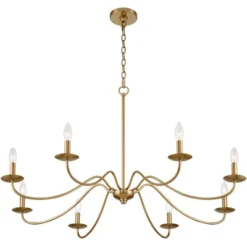 Franklin Iron Works Soft Gold Chandelier 42" Wide Farmhouse Rustic Bent Arms 8-Light Fixture For Dining Room Living House Home Foyer Kitchen Island -Home Decor Shop GUEST 38cd49c1 a3de 426f be14 7c38ddf264af