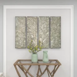 Metal Tree Wall Decor With Embossed Design Set Of 4 Brown - Olivia & May -Home Decor Shop GUEST 3954581f ee05 45fc aad7 8a28c3169d64