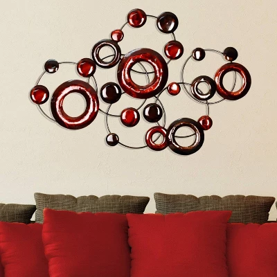 32" X 22" Metallic Circles Wall Décor Metallic Reds - Stratton Home Décor 2 32" X 22" Metallic Circles Wall Décor Metallic Reds - Stratton Home Décor - Image 2