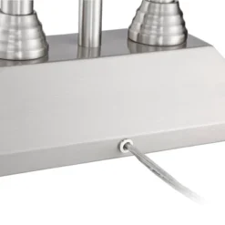 Possini Euro Design Dexter Modern Table Lamp 26" High Brushed Nickel With USB And AC Power Outlet In Base LED Reading Light White Shade For Home Desk -Home Decor Shop GUEST 3a8c872a a116 4033 b7b4 911a917e8042