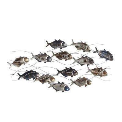 24" X 45" Metal Fish Indoor Outdoor Wall Decor Multi Colored - Olivia & May 4 24" X 45" Metal Fish Indoor Outdoor Wall Decor Multi Colored - Olivia & May - Image 4