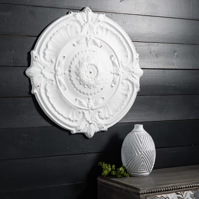 Sullivans Brushed White Wall Medallions Set Of 2, 39"H & 25"H White 2 Sullivans Brushed White Wall Medallions Set Of 2, 39"H & 25"H White - Image 2