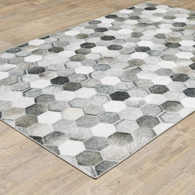 Marcel Geometric Block Animal Print Area Rug White/Gray - Captiv8e Designs 2 Marcel Geometric Block Animal Print Area Rug White/Gray - Captiv8e Designs - Image 2
