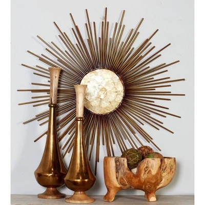 Metal Sunburst Wall Decor With Capiz Accent Gold - Olivia & May 12 Metal Sunburst Wall Decor With Capiz Accent Gold - Olivia & May - Image 12