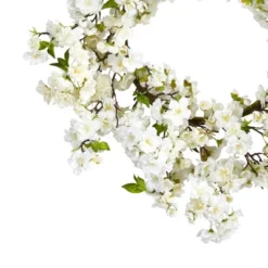 24" Artificial Cherry Blossom Wreath - Nearly Natural