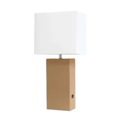 21" Lexington Leather Base Modern Home Decor Bedside Table Lamp With USB Charging Port And Fabric Shade - Lalia Home 29 21" Lexington Leather Base Modern Home Decor Bedside Table Lamp With USB Charging Port And Fabric Shade - Lalia Home -Home Decor Shop GUEST 40b413e0 4c1a 4ec5 b51b b700b6fe0a0d
