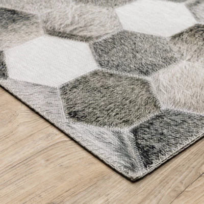 Marcel Geometric Block Animal Print Area Rug White/Gray - Captiv8e Designs 1 Marcel Geometric Block Animal Print Area Rug White/Gray - Captiv8e Designs