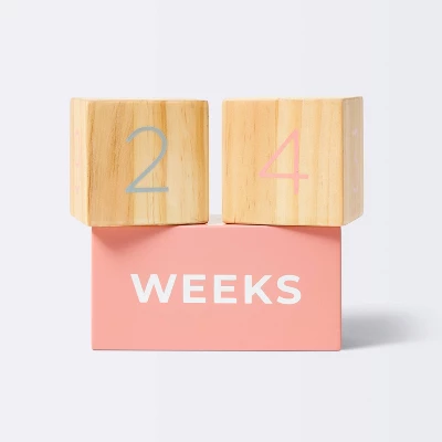 Milestone Blocks - Pink And Natural Wood - Cloud Island™ 2 Milestone Blocks - Pink And Natural Wood - Cloud Island™ - Image 2