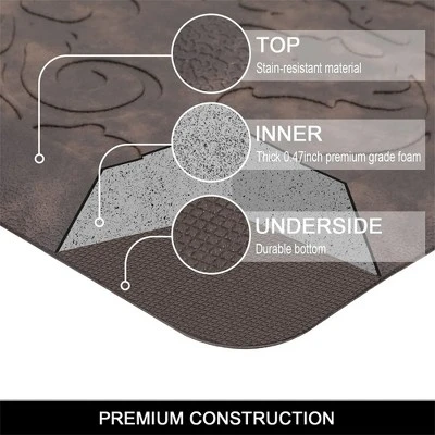 J&V TEXTILES 20" X 55" Oversized Cushioned Anti-Fatigue Kitchen Runner Mat (Black Leaves) 2 J&V TEXTILES 20" X 55" Oversized Cushioned Anti-Fatigue Kitchen Runner Mat (Black Leaves) - Image 2