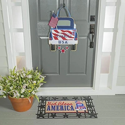 Evergreen Indoor Outdoor Patriotic 4th Of July Bundle Set Of 4 - Door Hanger Door Decor Truck Sassafras Doormat Frame And Sassafras Insert 7 Evergreen Indoor Outdoor Patriotic 4th Of July Bundle Set Of 4 - Door Hanger Door Decor Truck Sassafras Doormat Frame And Sassafras Insert - Image 7