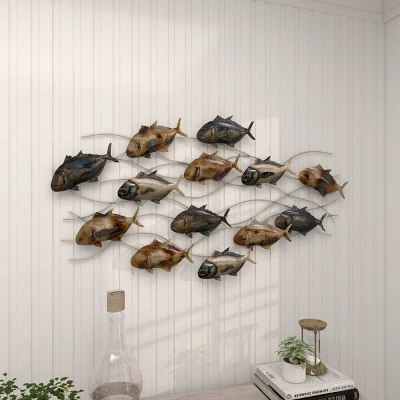 24" X 45" Metal Fish Indoor Outdoor Wall Decor Multi Colored - Olivia & May 6 24" X 45" Metal Fish Indoor Outdoor Wall Decor Multi Colored - Olivia & May - Image 6