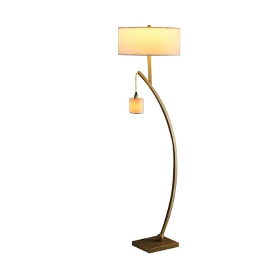 59" Contemporary Arc With Hanging Pendulum Metal Floor Lamp Gold - Ore International 1 59" Contemporary Arc With Hanging Pendulum Metal Floor Lamp Gold - Ore International