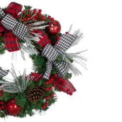 Northlight Plaid And Houndstooth And Red Berries Artificial Christmas Wreath - 24-Inch, Unlit -Home Decor Shop GUEST 446f17bd 25ed 4b81 94e6 29519f3f0bed