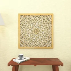 Wood Floral Handmade Intricately Carved Wall Decor With Mandala Design Light Brown - Olivia & May 31 Wood Floral Handmade Intricately Carved Wall Decor With Mandala Design Light Brown - Olivia & May -Home Decor Shop GUEST 46b083e2 7ddf 4d75 8654 14344e8afdf3