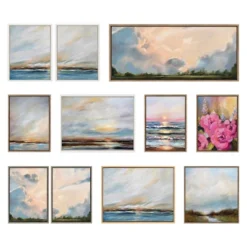 (Set Of 3) 18" X 24" Sylvie Carolina Sunset Framed Canvas By Mary Sparrow Gold - Kate & Laurel All Things Decor -Home Decor Shop GUEST 46caa4ef b023 40d8 ae23 bdf67d2e8230