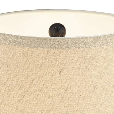 Regency Hill Auburn Rustic Farmhouse Table Lamp 25" High Bronze Hammered Natural Linen Empire Shade For Bedroom Living Room Bedside Nightstand Office 2 Regency Hill Auburn Rustic Farmhouse Table Lamp 25" High Bronze Hammered Natural Linen Empire Shade For Bedroom Living Room Bedside Nightstand Office - Image 2