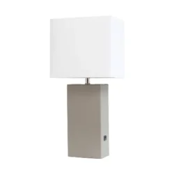 21" Lexington Leather Base Modern Home Decor Bedside Table Lamp With USB Charging Port And Fabric Shade - Lalia Home 36 21" Lexington Leather Base Modern Home Decor Bedside Table Lamp With USB Charging Port And Fabric Shade - Lalia Home -Home Decor Shop GUEST 479c664a 5924 4f17 8a8b 0fb2132d5b13
