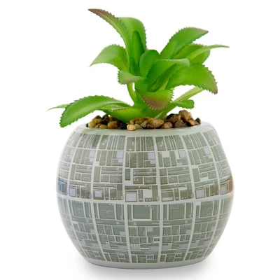 Silver Buffalo Star Wars Death Star 3-Inch Ceramic Mini Planter With Artificial Succulent 1 Silver Buffalo Star Wars Death Star 3-Inch Ceramic Mini Planter With Artificial Succulent