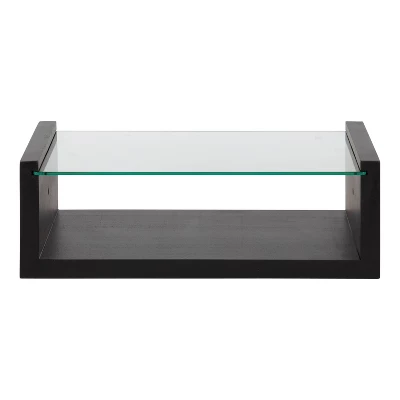 18" X 6" Holt Wood/Glass Decorative Wall Shelf Black - Kate & Laurel All Things Decor 2 18" X 6" Holt Wood/Glass Decorative Wall Shelf Black - Kate & Laurel All Things Decor - Image 2